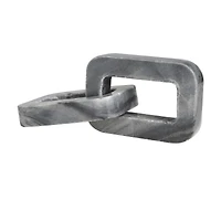9.75" Gray Marble Geometric 2-Link Chain Sculpture Décor