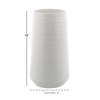Silver Porcelain Contemporary Vase, 12" x 6" x 6"