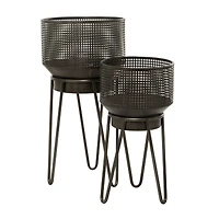 The Novogratz Black Metal Modern Planter Set