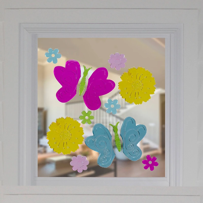 Butterflies & Flowers Spring Gel Window Clings