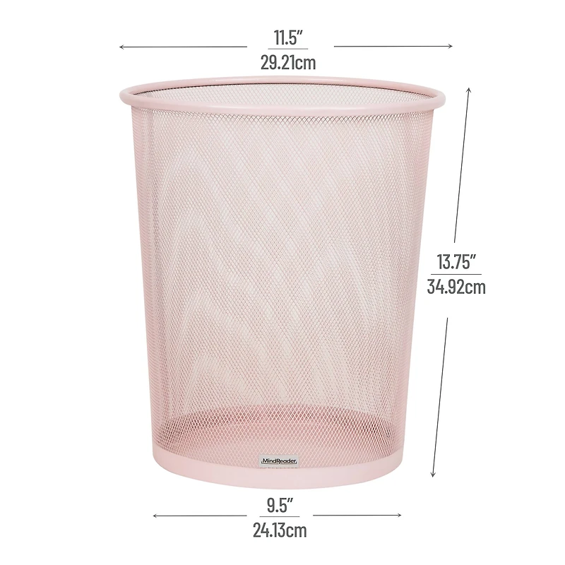 Mind Reader Garbage Round Metal Mesh Waste Basket Recycling Bin