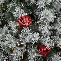 4.5ft. Pre-Lit Snowy Bristle Pine Artificial Christmas Tree, Clear Lights