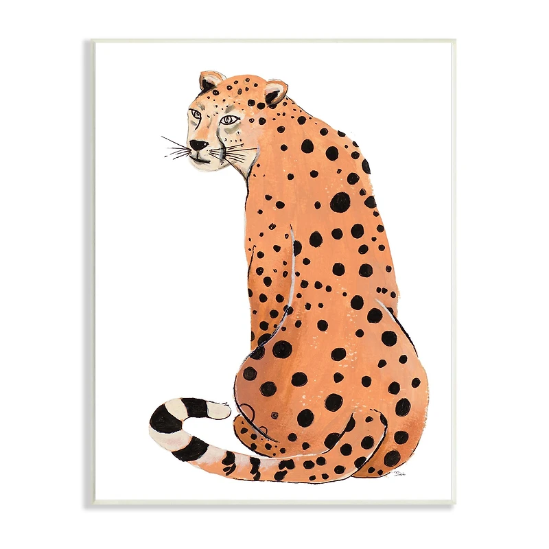 Stupell Industries Orange Jungle Cat Bold Spots Safari Animal Wall Plaque