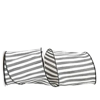 JAM Paper 4" x 10yd. Black Wired Cabana Stripe Dupioni Ribbon