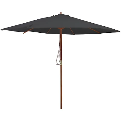 8.5ft. Gray Outdoor Patio Market Umbrella with Wooden Pole