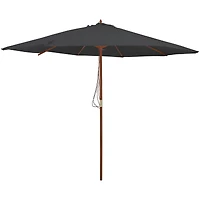 8.5ft. Gray Outdoor Patio Market Umbrella with Wooden Pole