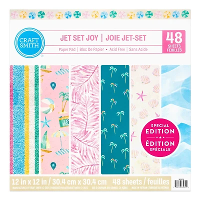 Craft Smith 12" x 12" Jet Set Joy Paper Pad, 48 Sheets