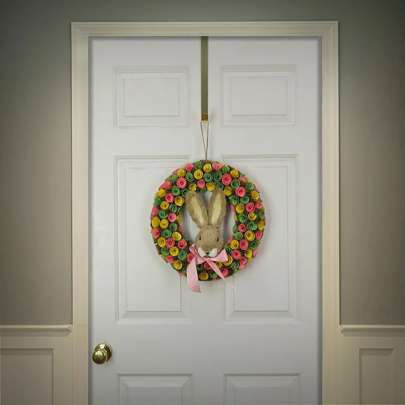 16" Floral Wreath with Bunny Head Center