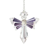 Solid Oak February/Amethyst Birthstone Angel Crystal Suncatcher Ornament Kit