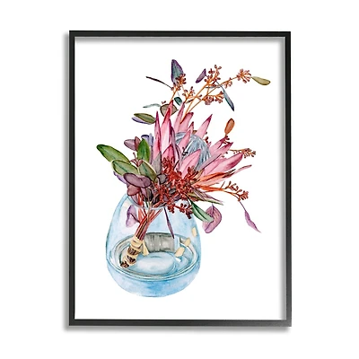 Stupell Industries Blooming Protea Floral Bouquet Watercolor Flower Still Life Framed Wall Art