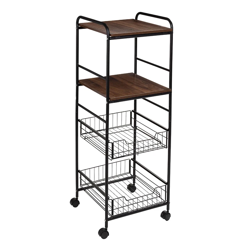 Honey Can Do Black 4-Tier Rolling Cart