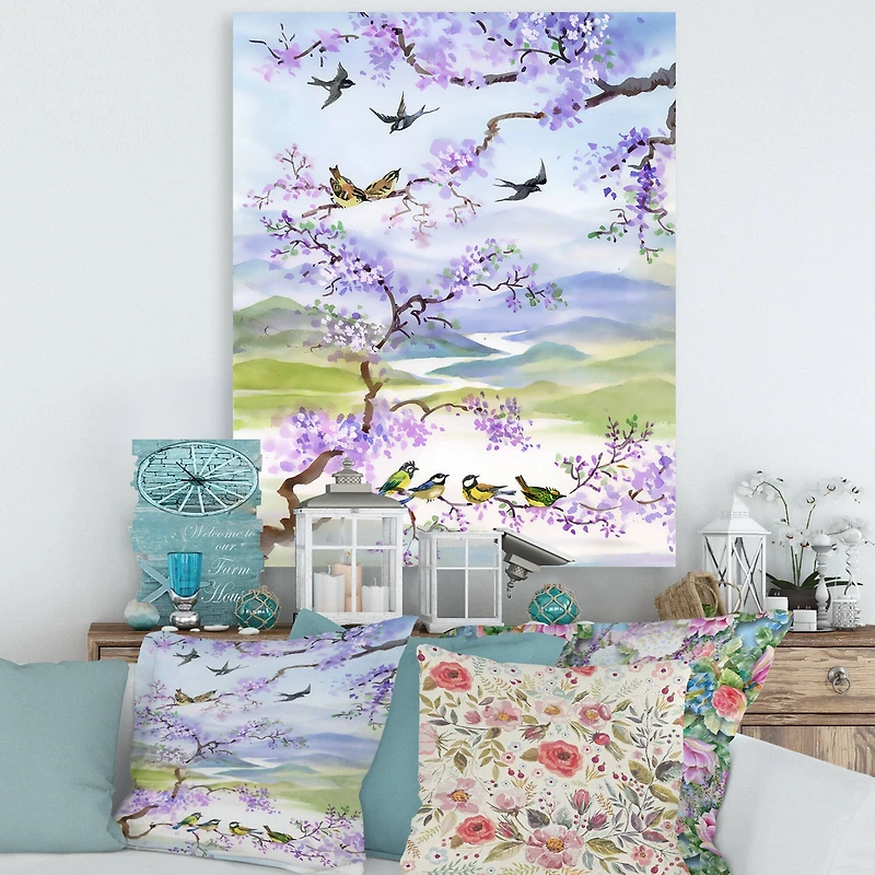 Designart - Birds On Cherry Branch