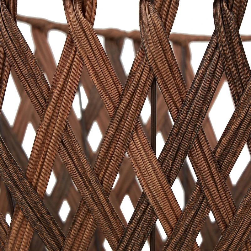 21" Bronze Plastic Rattan Geometric Woven Storage Basket