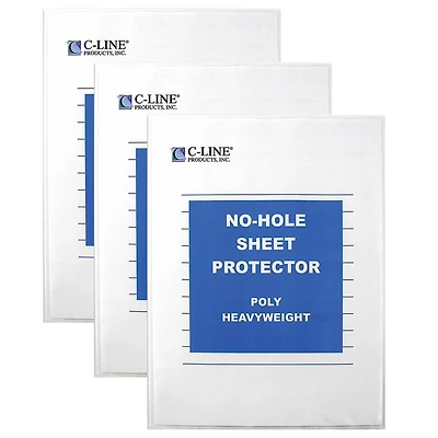 C-Line® 8.5" x 11" No-Hole Heavyweight Poly Sheet Protectors, 3 Packs of 25