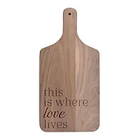 17" Where Love Lives Walnut Paddle Cutting Board