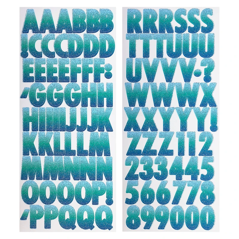 12 Pack: Blue Glitter Ombre Alphabet Stickers by Recollections™