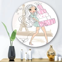 Designart - Young Girl With Shopping Boxes In Paris