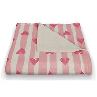 Heart Stripe Pattern 50" x 60" Coral Fleece Blanket