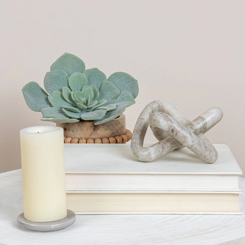 Hello Honey® 3.5" Beige Modern Decorative Marble Link Knot
