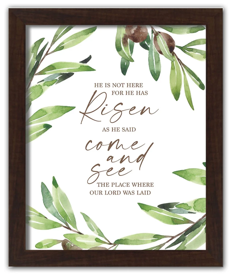 He Has Risen Olives 2 16" x 20" Walnut Framed Print Under Plexiglass