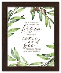 He Has Risen Olives 2 16" x 20" Walnut Framed Print Under Plexiglass