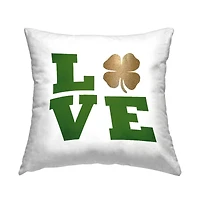 Stupell Industries Love Green Irish Shamrock, Love Green Irish Shamrock Decorative Printed Throw Pillow
