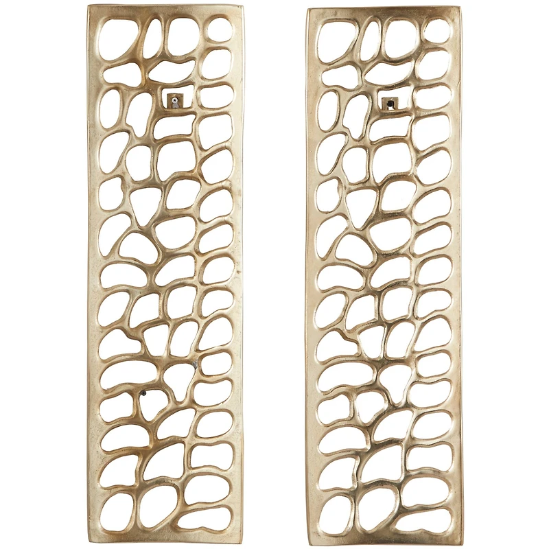 Gold Aluminum Cutouts Abstract Wall Decor Set of 2 7", 22"