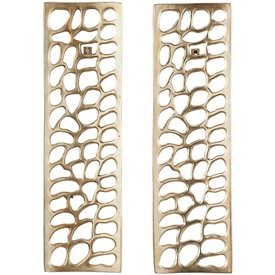 Gold Aluminum Cutouts Abstract Wall Decor Set of 2 7", 22"