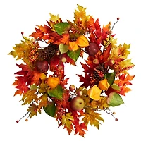 24" Maple Leaf & Berries Fall Artificial Wreath