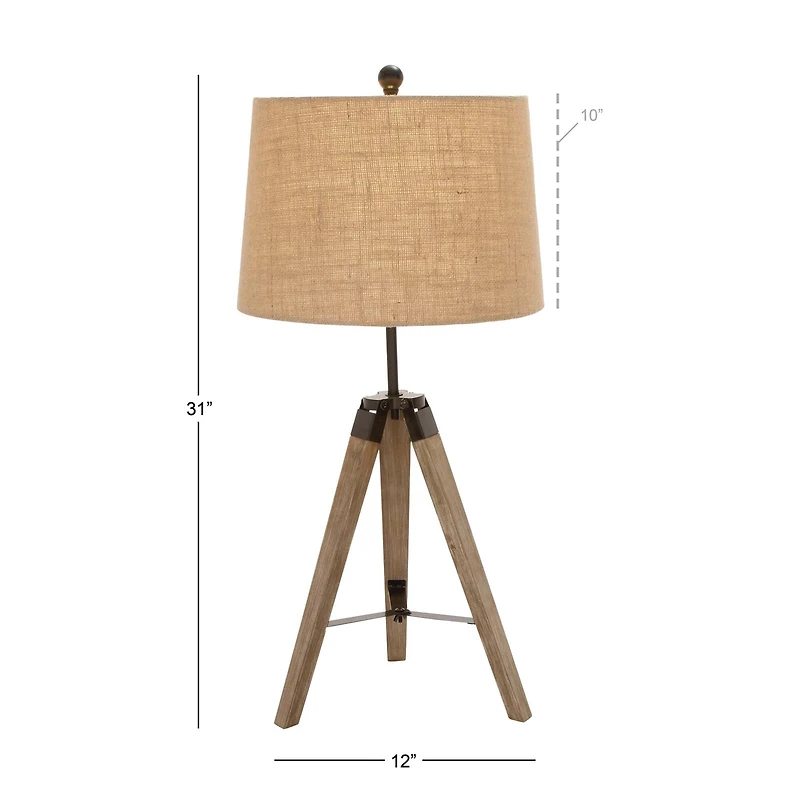 Set of 2 Brown Wood Rustic Table Lamp, 31"