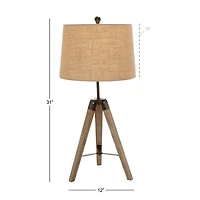 Set of 2 Brown Wood Rustic Table Lamp, 31"