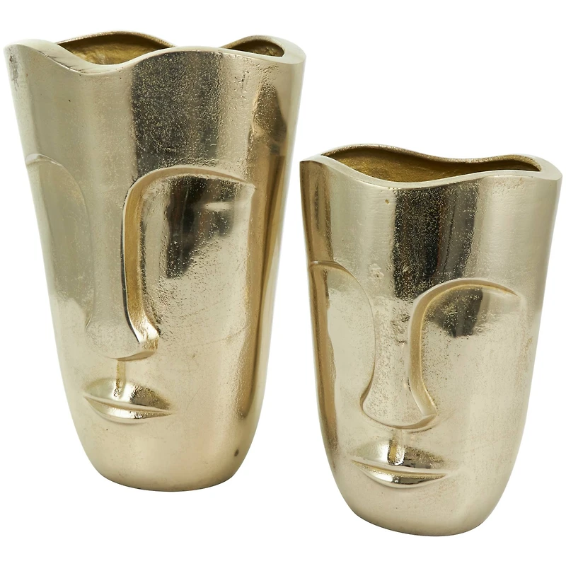 Gold Glam Aluminum Face Vase Set