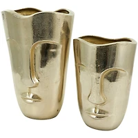 Gold Glam Aluminum Face Vase Set