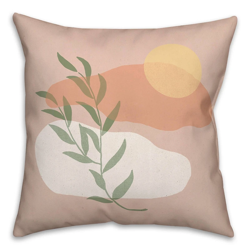 Clouds Leaf Sun On Blush 18" x 18" Throw Pillow
