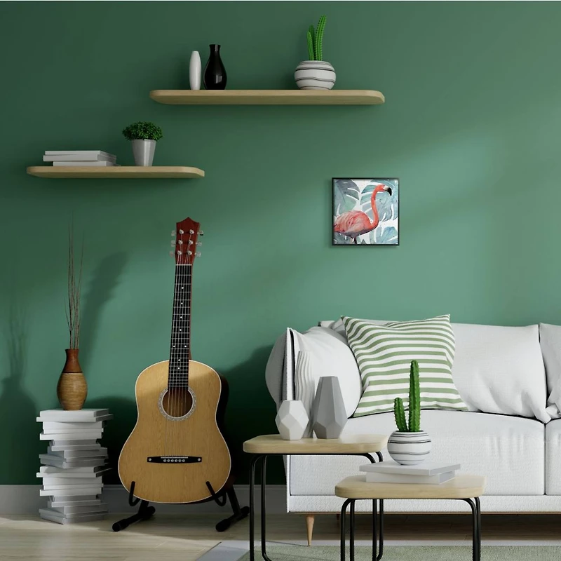 Stupell Industries Flamingo Detail over Tropical Monstera Greenery,12" x 12"