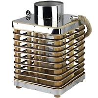 Rustic Chic Rectangular Rattan Candle Holder Lantern with Handle