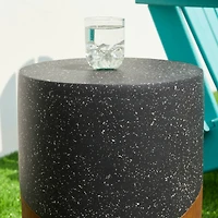 Glitzhome® 17.75" Multifunctional Faux Terrazzo & Wood Garden Stool