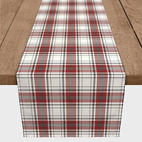 Red Gray Plaid 16x90 Cotton Twill Runner