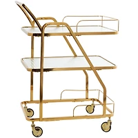 Gold Metal Glass Shelf 3-Tier Bar Cart
