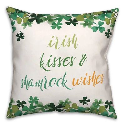 Irish Kisses Shamrock Wishes Pillow 18" x 18" Throw Pillow