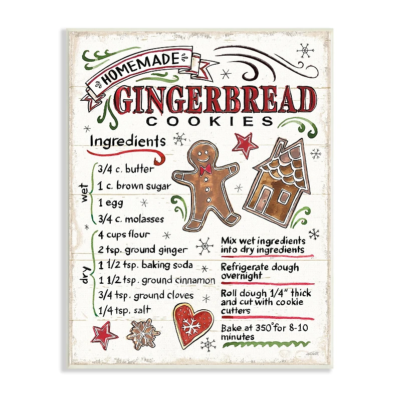Stupell Industries 19" Homemade Gingerbread Cookies Recipe Wall Plaque