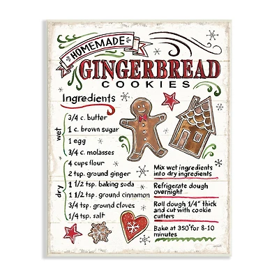 Stupell Industries 19" Homemade Gingerbread Cookies Recipe Wall Plaque
