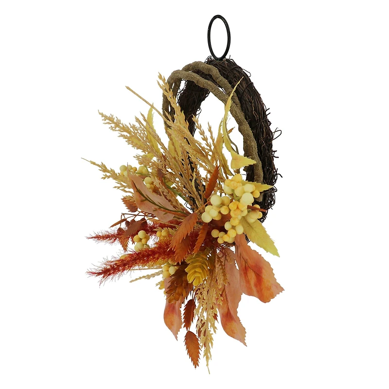 12" Mini Orange & Yellow Heather with Berries Wreath by Ashland®