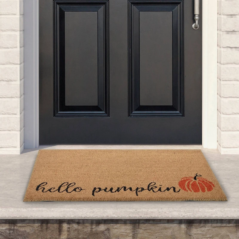 Natural Coir Hello Pumpkin Fall Harvest Doormat