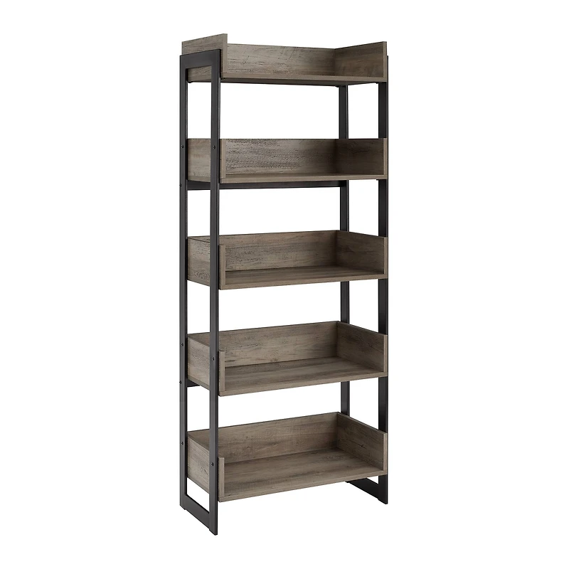 Walker Edison 64" Graywash 5-Shelf Bookshelf