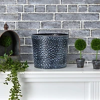 11.5" Embossed Tin Bucket with Pebble Pattern