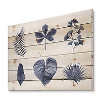 Designart - Abstract Blue Set Of Plant Leaves