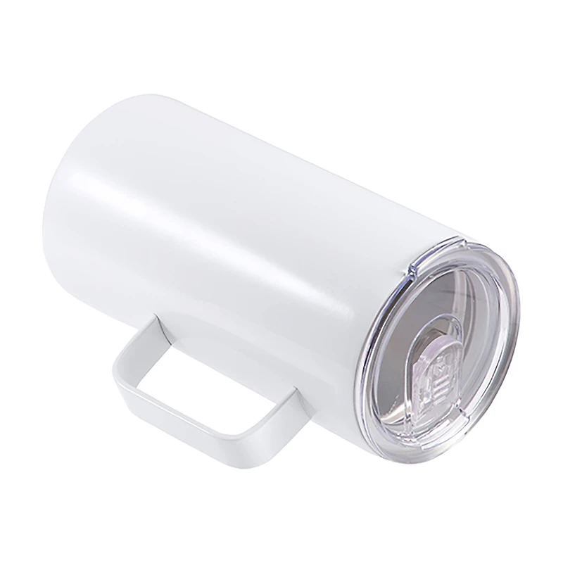 Craft Express 20oz. White Stainless Steel Mug with Handle and Slide Lid, 4ct.