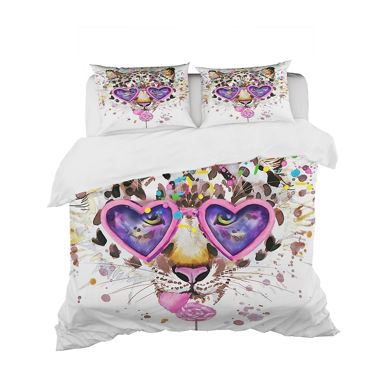 Designart 'Funny Leopard with Heart Glasses