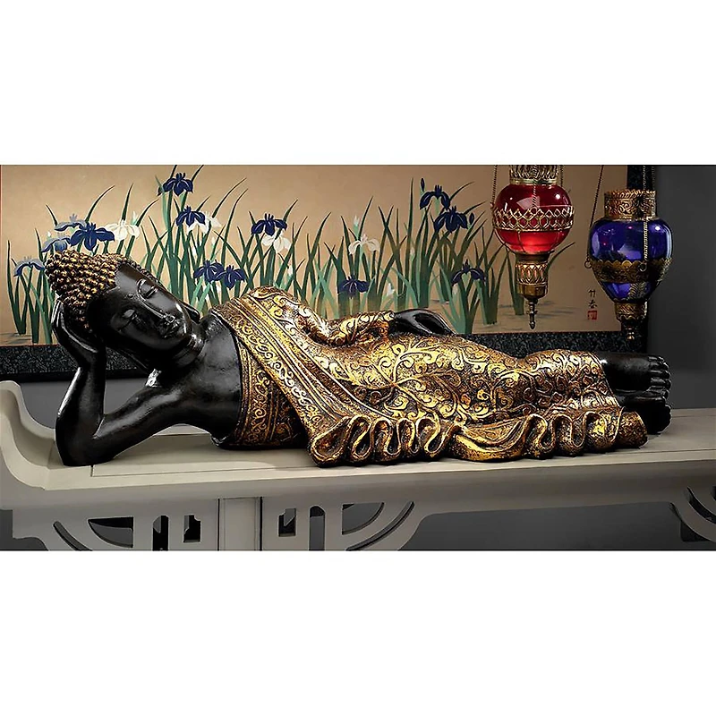 Design Toscano 32.5" The Golden Kiss Reclining Buddha Statue